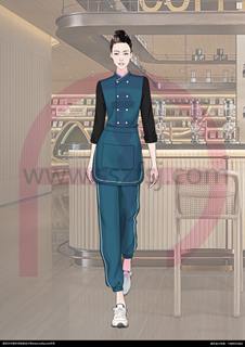 手绘时尚餐厅员工制服2