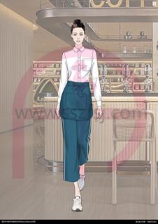 手绘时尚餐厅员工制服5